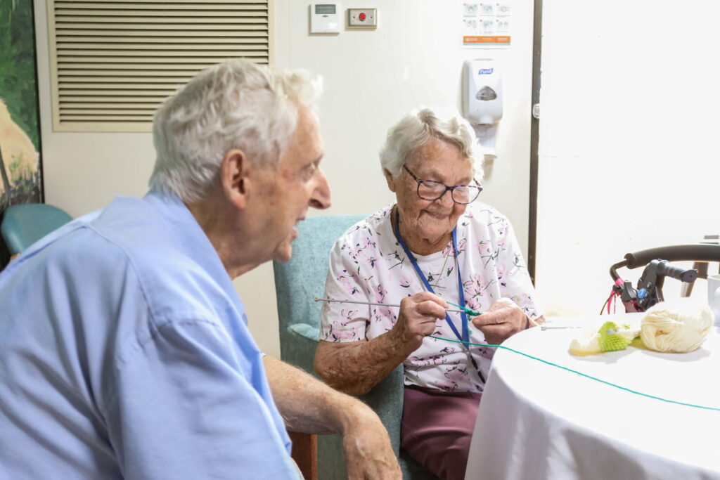 Ibis Care aged care Miranda residents knitting